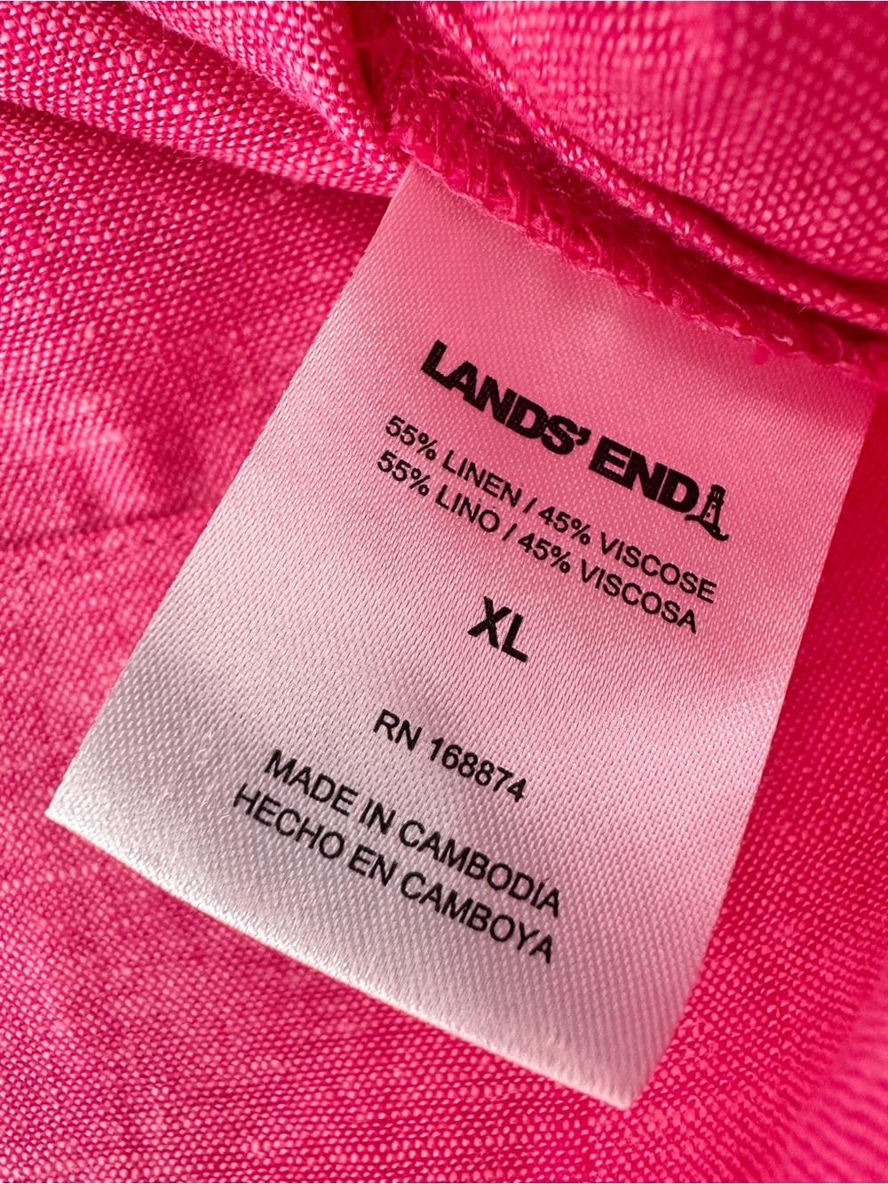 Lands' End Linen Blend Tunic‎ Pink Resort Coastal Grandma Vacation Beach XL - Picture 12 of 13